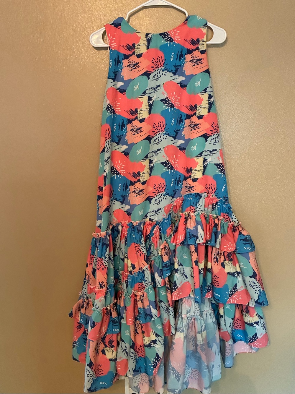 Kleid Ruffle Tiered High Low Sleeveless Maxi Dress Size M